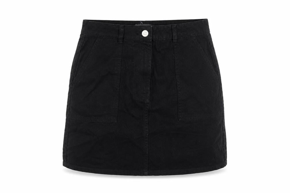 Papaya Womens Black Cotton A-Line Skirt Size 10 Zip