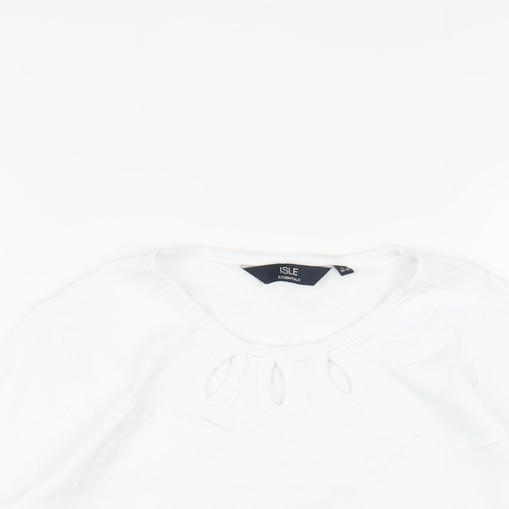 EWM Womens White Cotton Basic T-Shirt Size 10 Round Neck