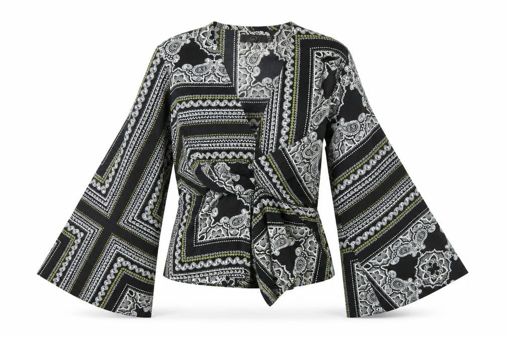 Missguided Womens Black Geometric Polyester Basic Blouse Size 10 V-Neck