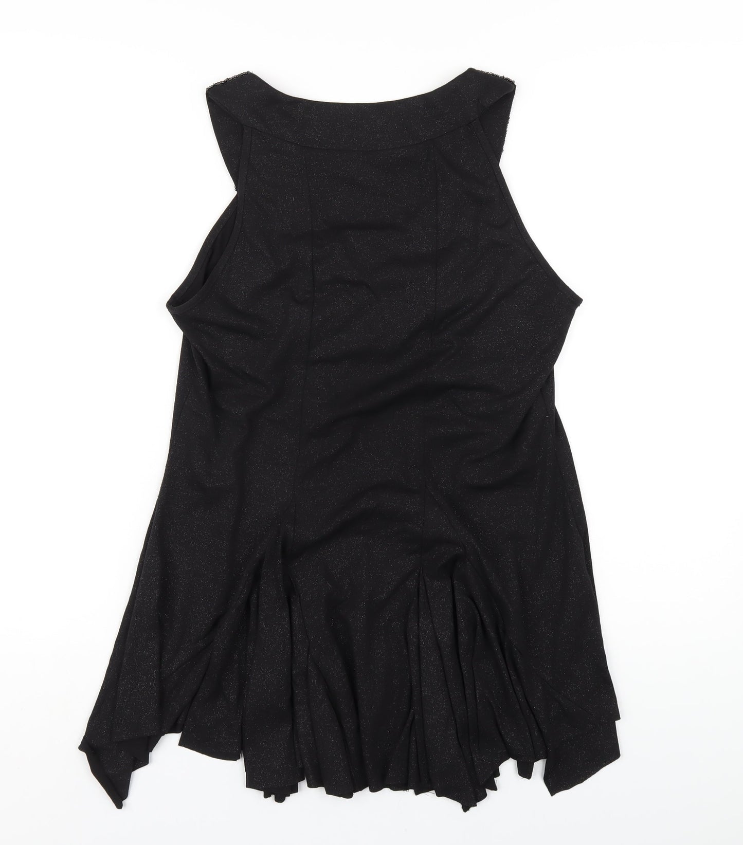 Wallis Womens Black Polyester Basic T-Shirt Size M Round Neck - Beaded Neckline