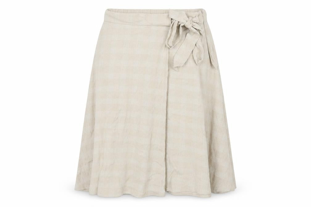 Classics Womens Beige Plaid Polyester A-Line Skirt Size 14 Zip
