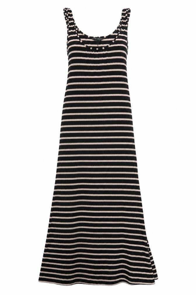 Dorothy Perkins Womens Black Striped Viscose Maxi Size 10 Scoop Neck Pullover