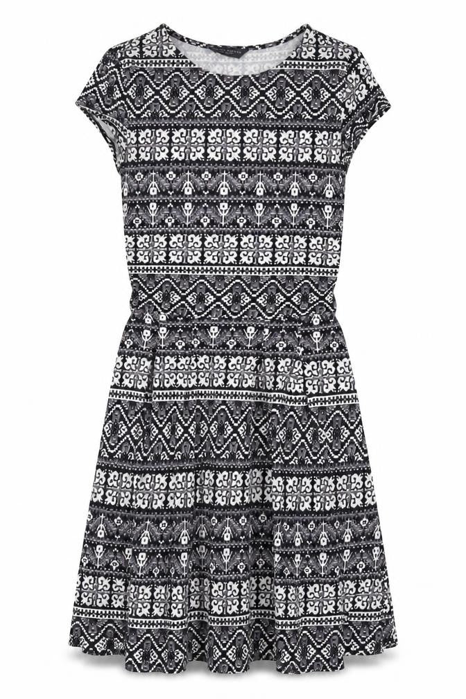 Dorothy Perkins Womens Black Geometric Cotton A-Line Size 10 Round Neck Pullover