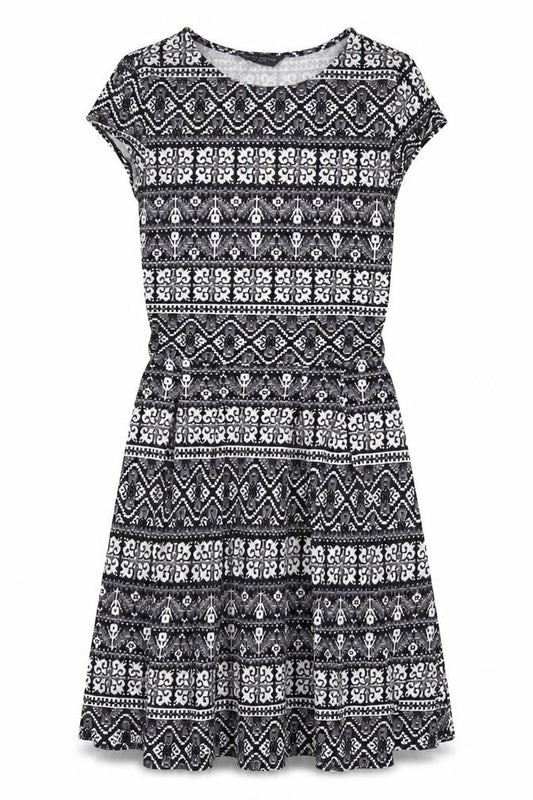 Dorothy Perkins Womens Black Geometric Cotton A-Line Size 10 Round Neck Pullover
