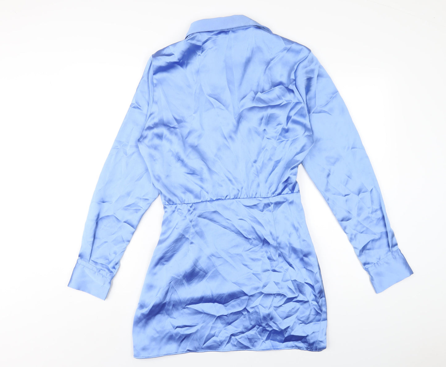Zara Womens Blue Polyester Mini Size S Collared Zip