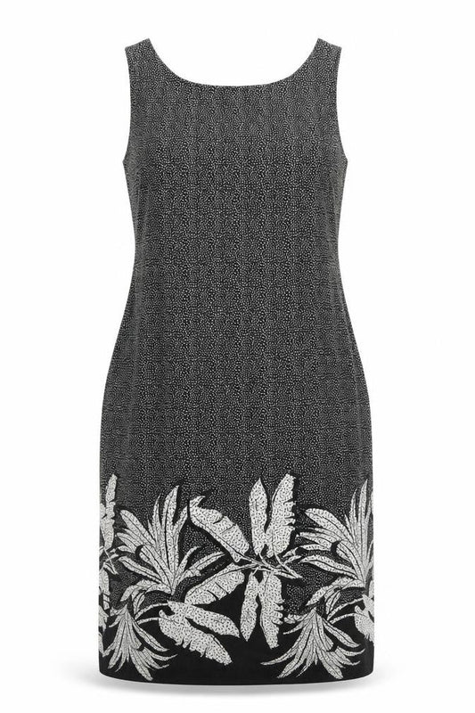 Next Womens Black Geometric Linen Tank Dress Size 10 Scoop Neck Pullover