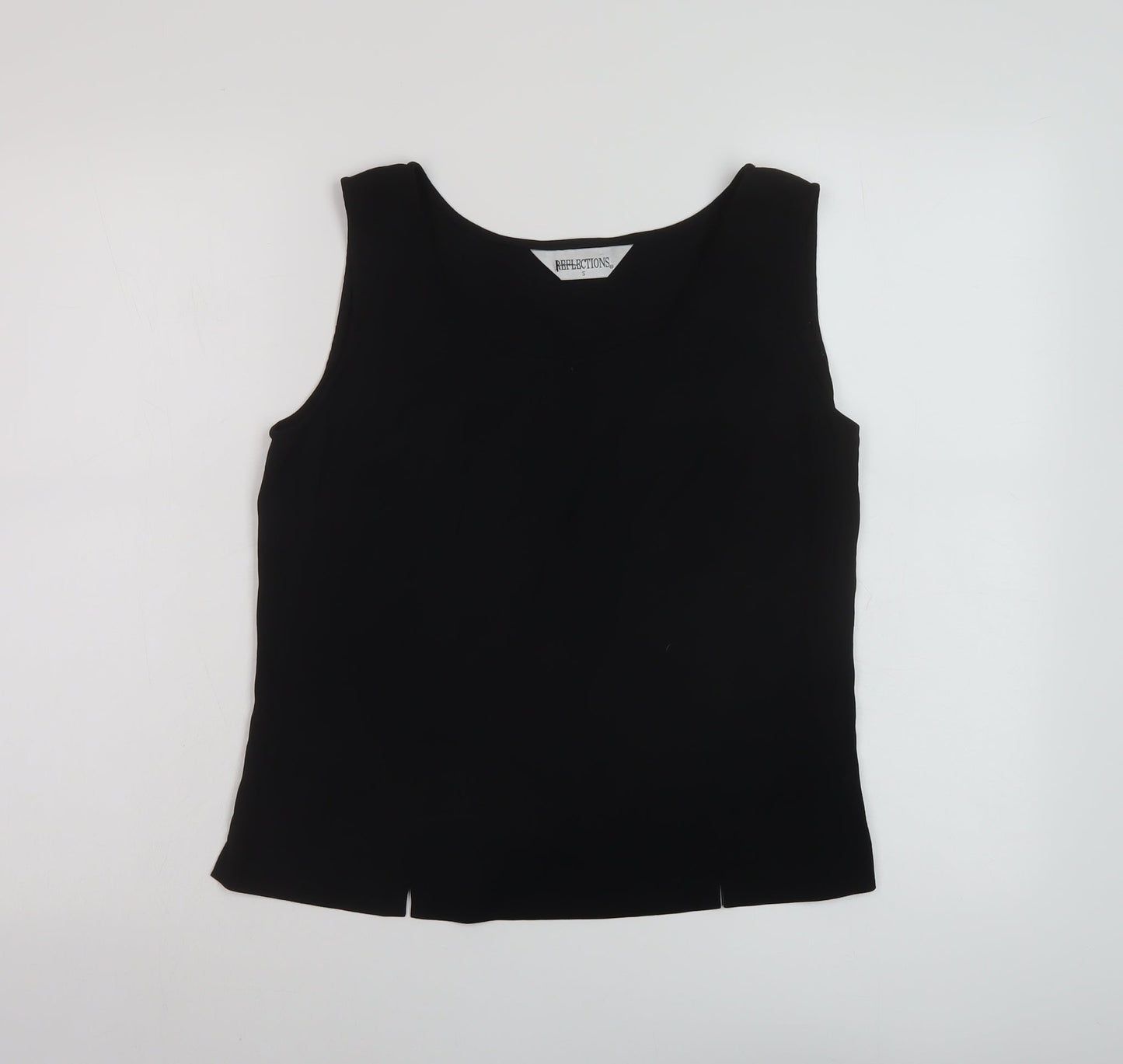 Reflections Womens Black Polyester Basic Tank Size S Round Neck
