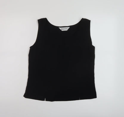 Reflections Womens Black Polyester Basic Tank Size S Round Neck