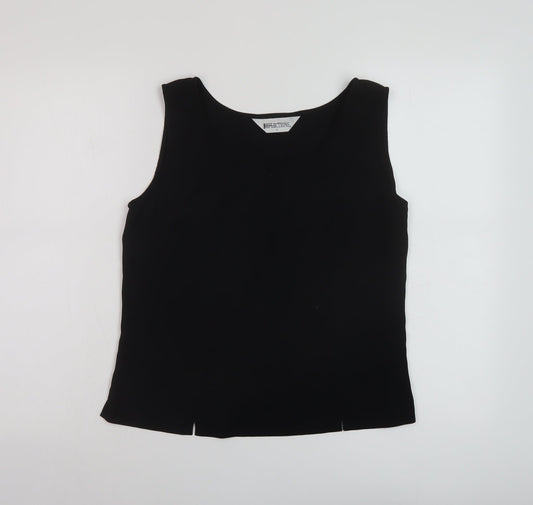 Reflections Womens Black Polyester Basic Tank Size S Round Neck