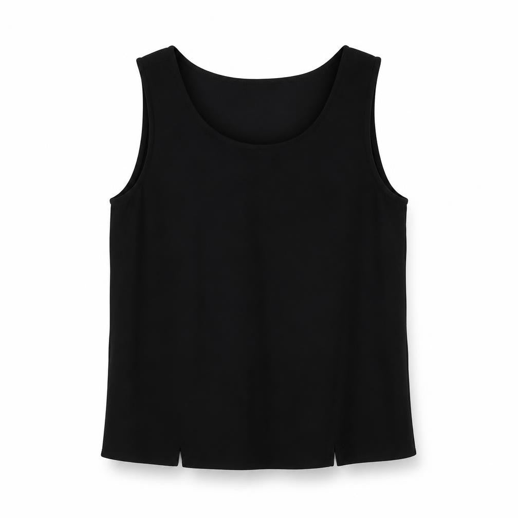 Reflections Womens Black Polyester Basic Tank Size S Round Neck