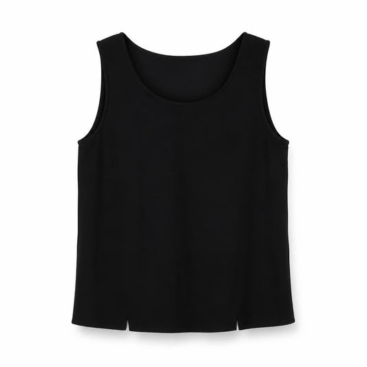 Reflections Womens Black Polyester Basic Tank Size S Round Neck