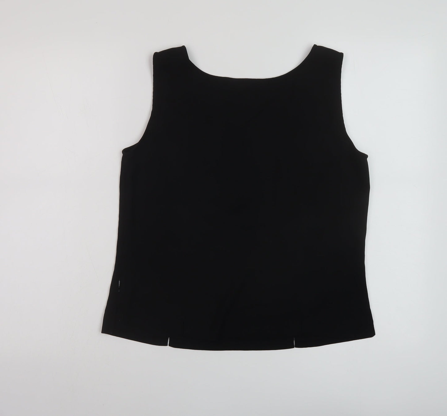 Reflections Womens Black Polyester Basic Tank Size S Round Neck