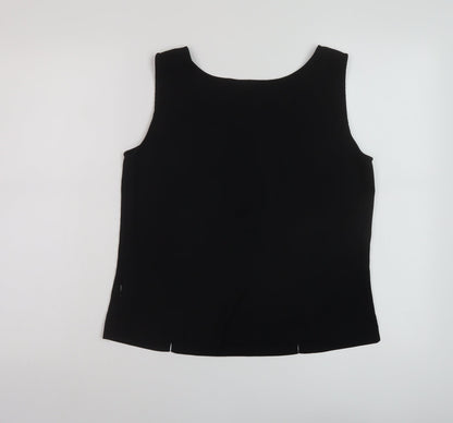 Reflections Womens Black Polyester Basic Tank Size S Round Neck