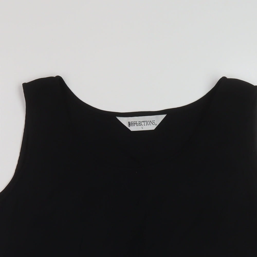 Reflections Womens Black Polyester Basic Tank Size S Round Neck