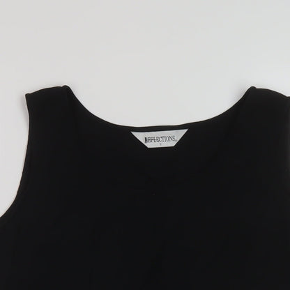 Reflections Womens Black Polyester Basic Tank Size S Round Neck