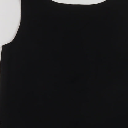 Reflections Womens Black Polyester Basic Tank Size S Round Neck