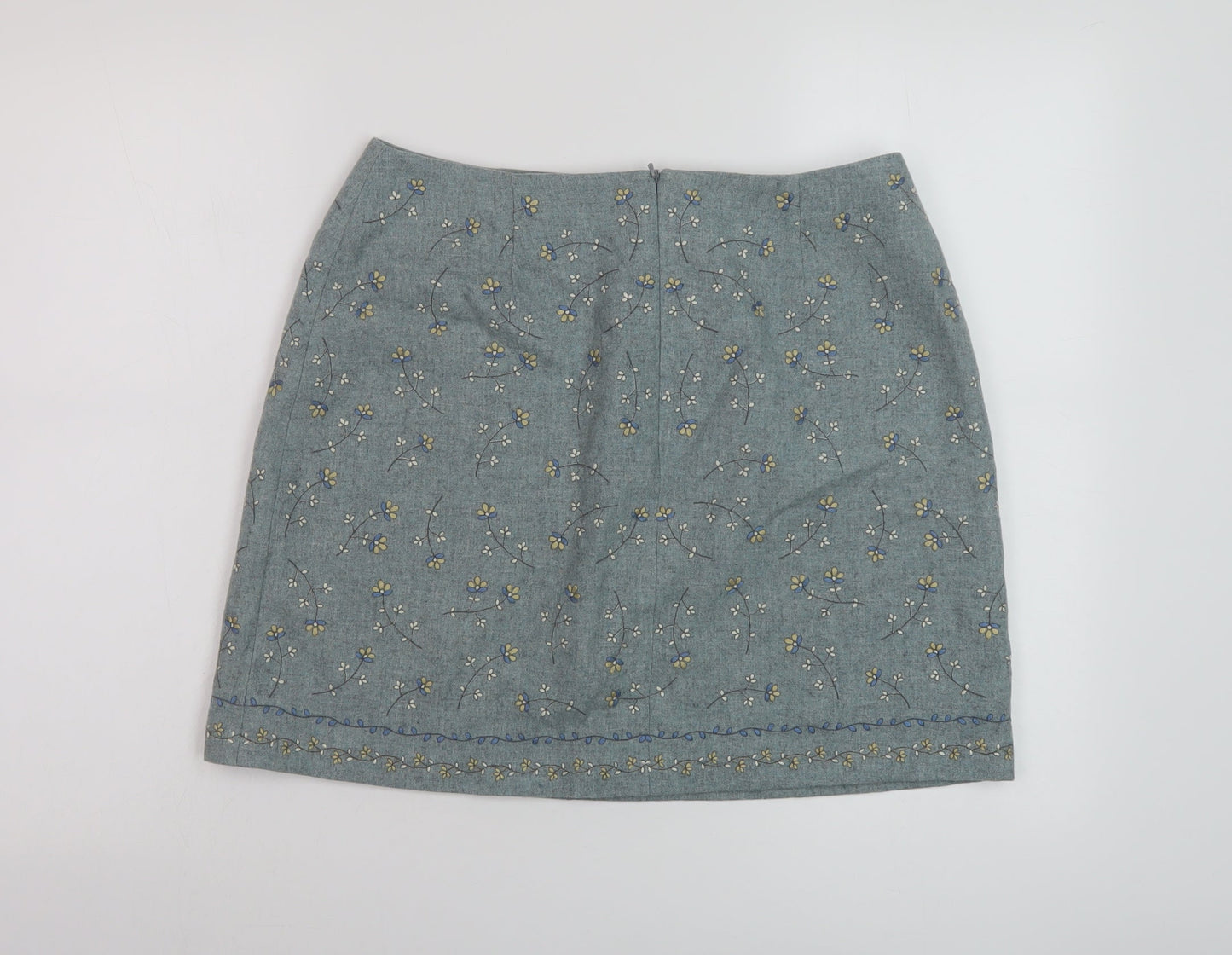 Warehouse Womens Green Floral Polyester Mini Skirt Size 14 Zip