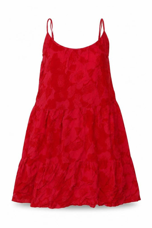 Marks & Spencer Womens Red Floral Viscose A-Line Size 10 Round Neck Pullover