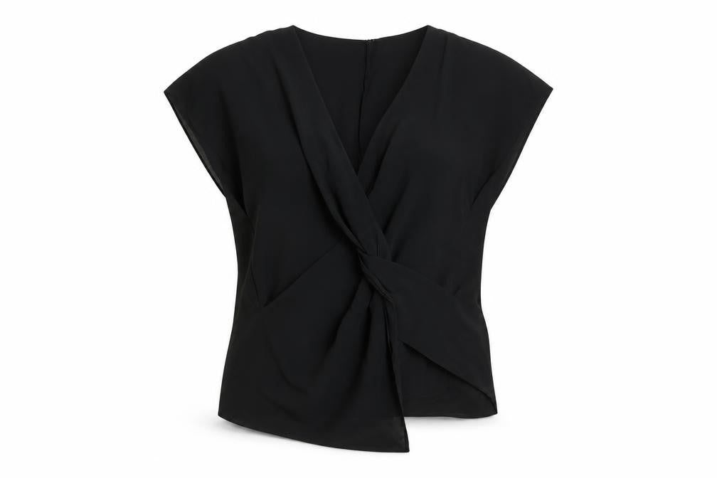 Zara Womens Green Polyester Basic Blouse Size S V-Neck