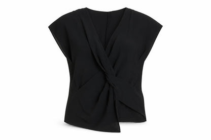 Zara Womens Green Polyester Basic Blouse Size S V-Neck