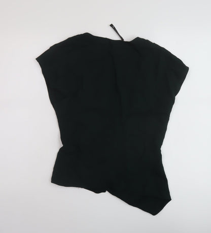 Zara Womens Green Polyester Basic Blouse Size S V-Neck