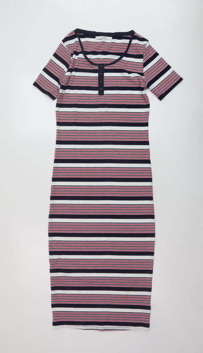 Next Womens Multicoloured Striped Polyester Bodycon Size 10 Round Neck Pullover