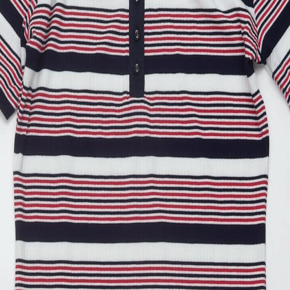 Next Womens Multicoloured Striped Polyester Bodycon Size 10 Round Neck Pullover