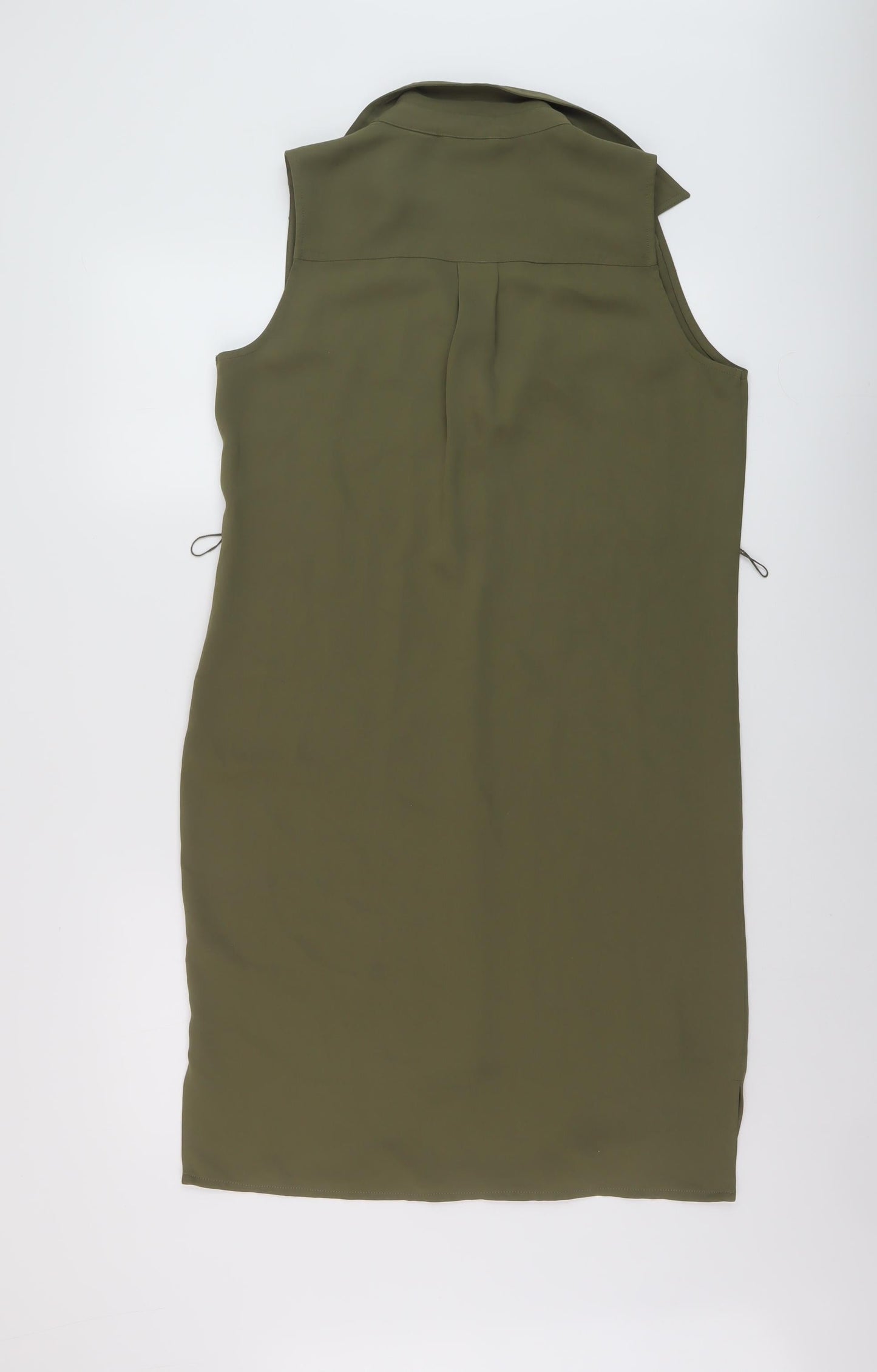 Adrienne Vittadini Womens Green Polyester Shirt Dress Size 10 Collared Button