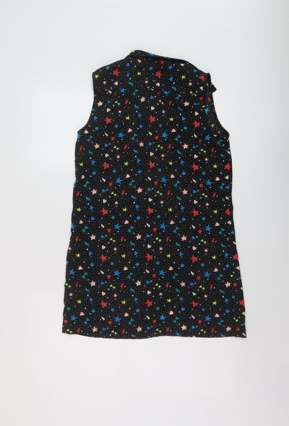 Back view of Marks & Spencer girls’ black geometric polyester basic blouse, size 13-14, years collared button