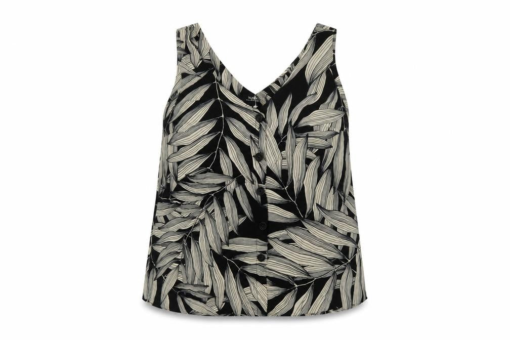 Wallis Womens Black Geometric Viscose Basic Tank Size 16 V-Neck