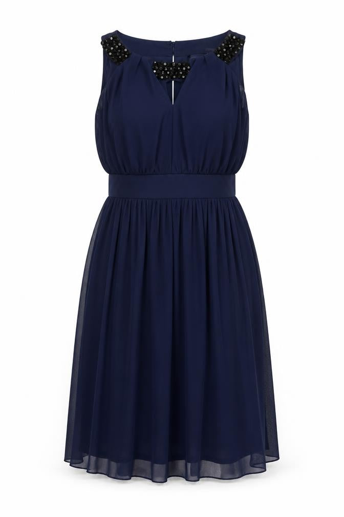Dorothy Perkins Womens Blue Polyester A-Line Size 10 Round Neck Button