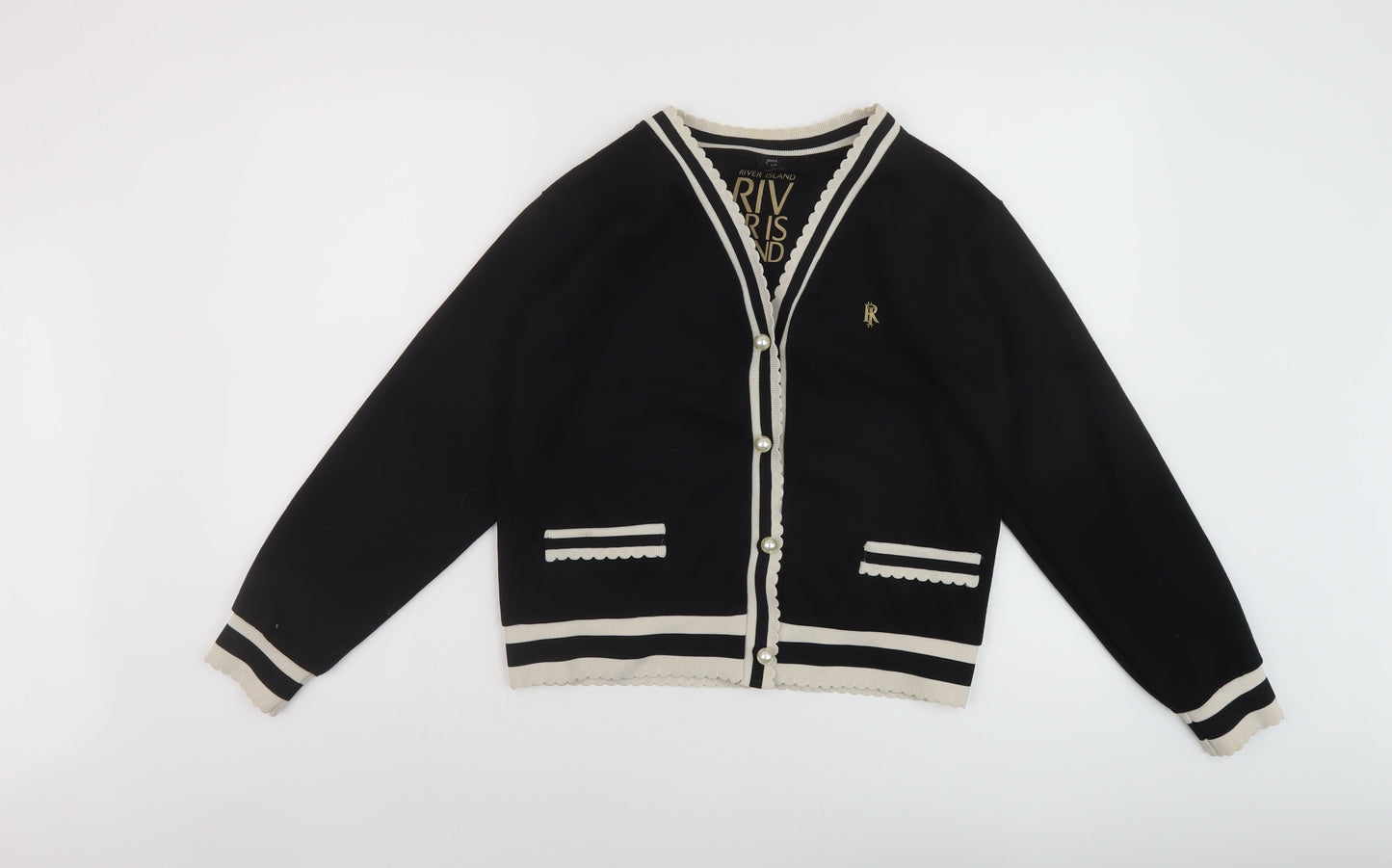 River Island Womens Black Bomber Jacket Jacket Size XS Button