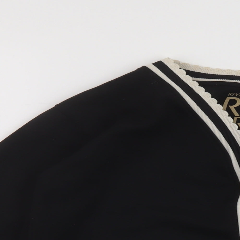 River Island Womens Black Bomber Jacket Jacket Size XS Button