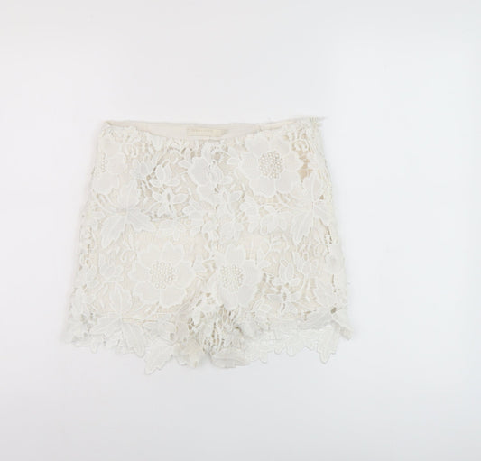 Vera & Lucy Womens Ivory Polyester Basic Shorts Size S L3 in Regular Zip