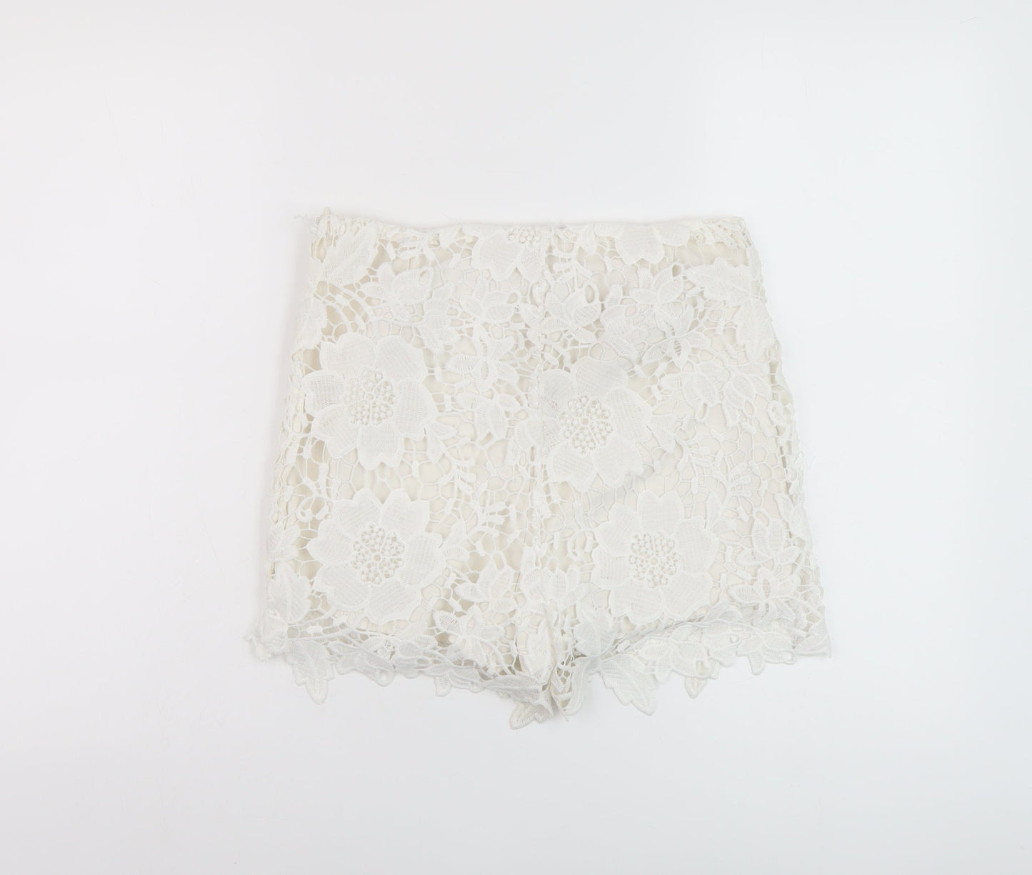 Vera & Lucy Womens Ivory Polyester Basic Shorts Size S L3 in Regular Zip