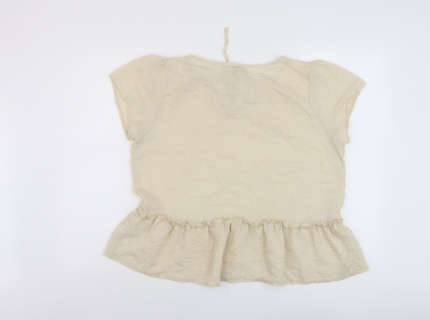 Peppercorn Womens Beige Viscose Basic Blouse Size 12 Round Neck