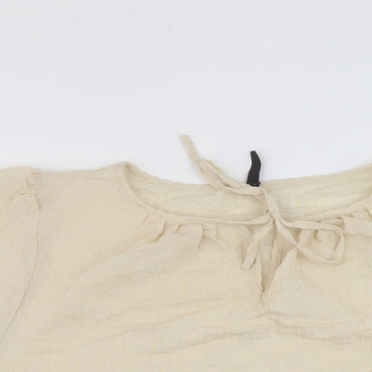 Peppercorn Womens Beige Viscose Basic Blouse Size 12 Round Neck