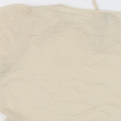 Peppercorn Womens Beige Viscose Basic Blouse Size 12 Round Neck