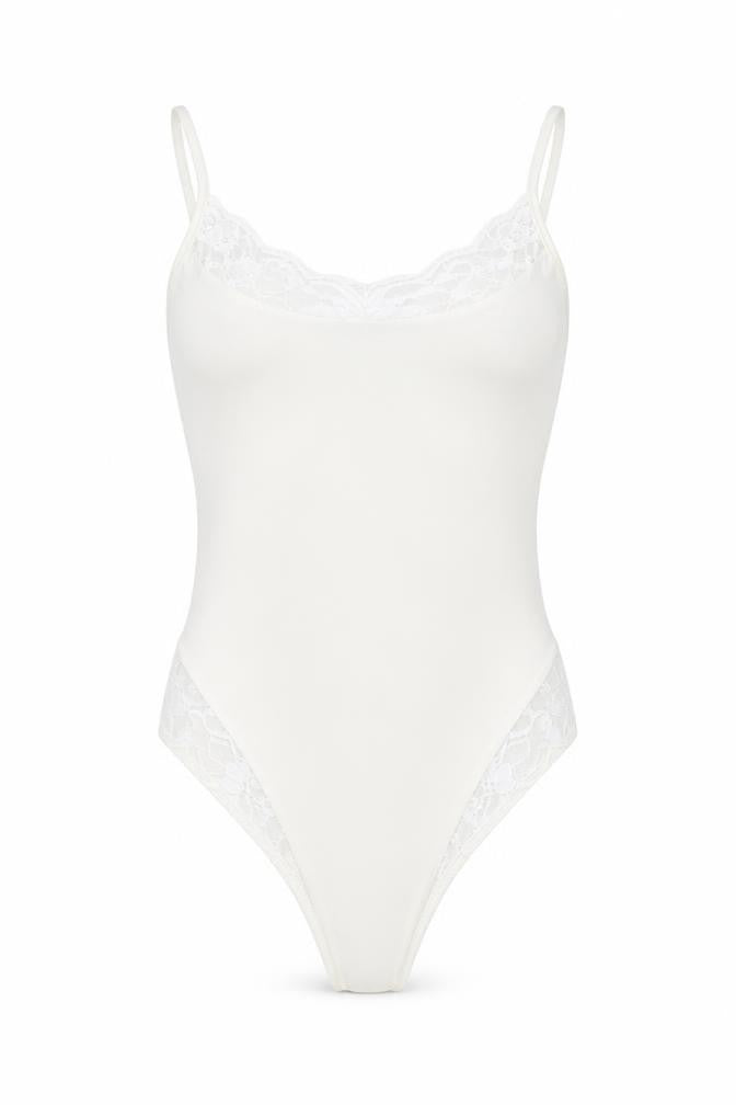 PRETTYLITTLETHING Womens Ivory Polyester Bodysuit One-Piece Size 8 Pullover