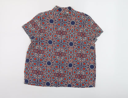 Monki Womens Multicoloured Geometric Polyester Basic T-Shirt Size S Mock Neck
