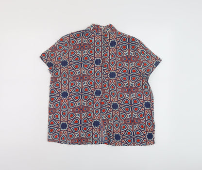 Monki Womens Multicoloured Geometric Polyester Basic T-Shirt Size S Mock Neck