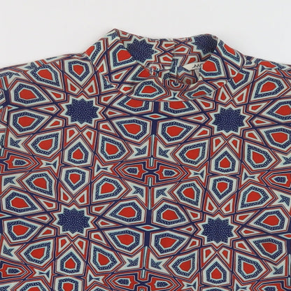 Monki Womens Multicoloured Geometric Polyester Basic T-Shirt Size S Mock Neck