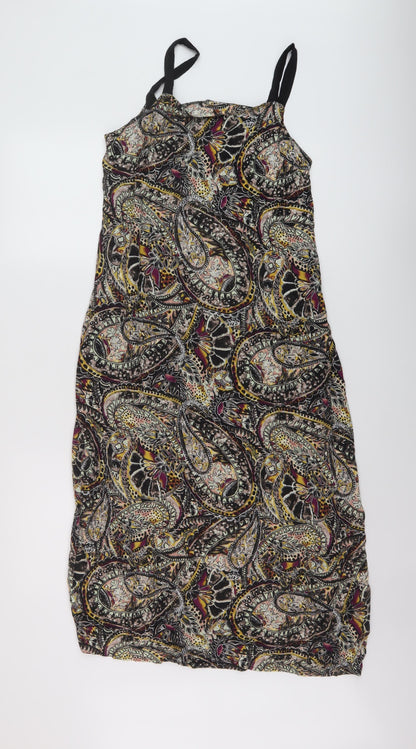 Next Womens Multicoloured Geometric Viscose A-Line Size 8 Square Neck Pullover