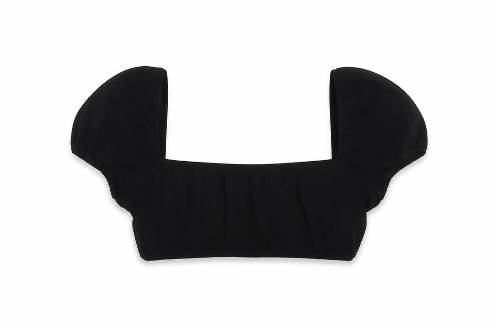 H&M Womens Black Polyester Cropped Blouse Size M Square Neck