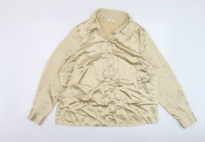 Marks & Spencer Womens Beige Polyester Basic Button-Up Size 20 Collared