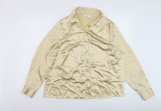 Marks and Spencer Womens Beige Polyester Basic Button-Up Size 20 Collared