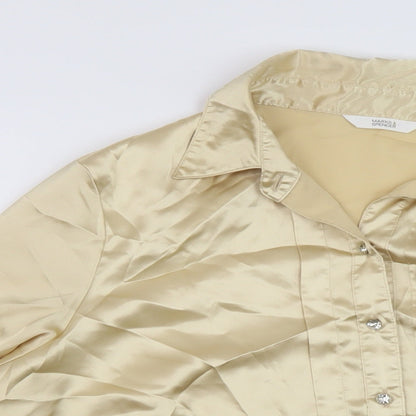 Marks & Spencer Womens Beige Polyester Basic Button-Up Size 20 Collared