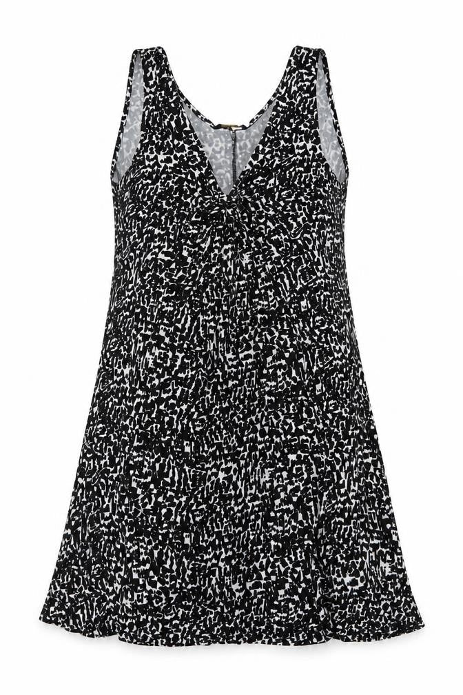 Marks & Spencer Womens Black Geometric Viscose A-Line Size 12 V-Neck Pullover