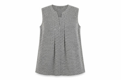 Front view of Principles women’s white geometric polyester basic blouse, size UK 12, v-neck