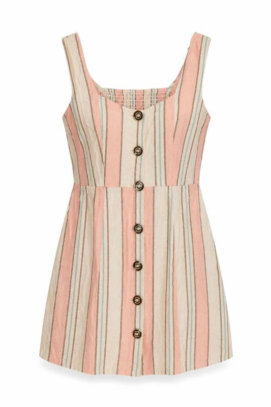 River Island Womens Multicoloured Striped Cotton Mini Size 10 Sweetheart Button